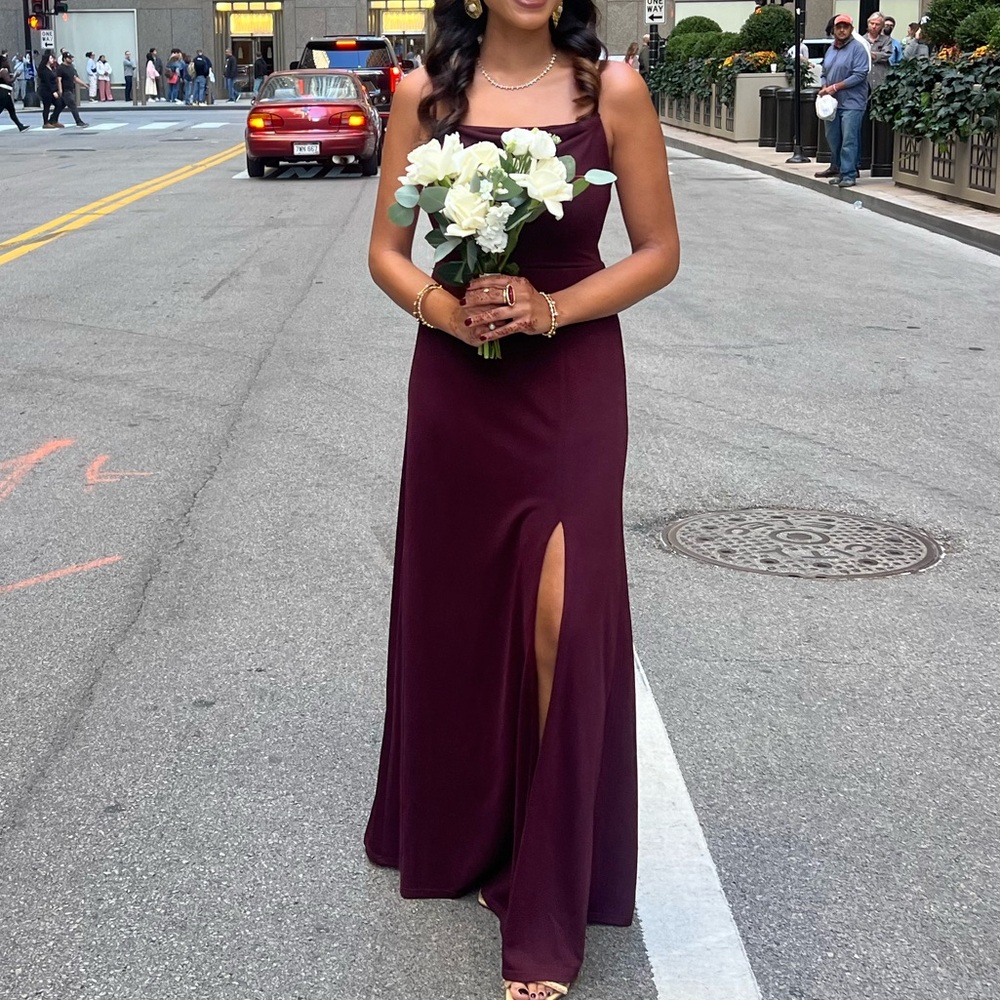 Elegant Burgundy Evening Gown or Bridesmaid Dress